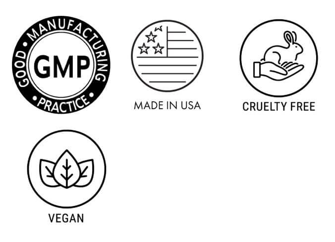 Enviremware quality features: Good Manufacturing Practice (GMP), Made in USA, Cruelty Free, and Vegan.