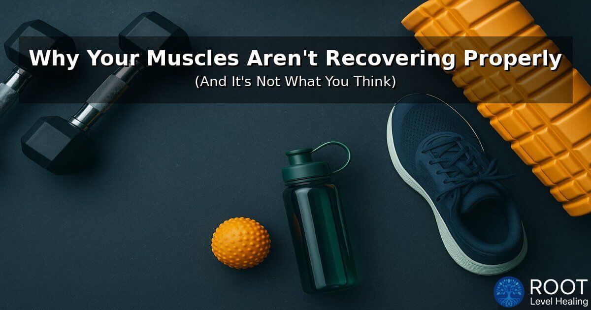 Muscle recovery factors: chronic inflammation, oxidative stress, and incomplete amino acids affecting muscle protein synthesis.