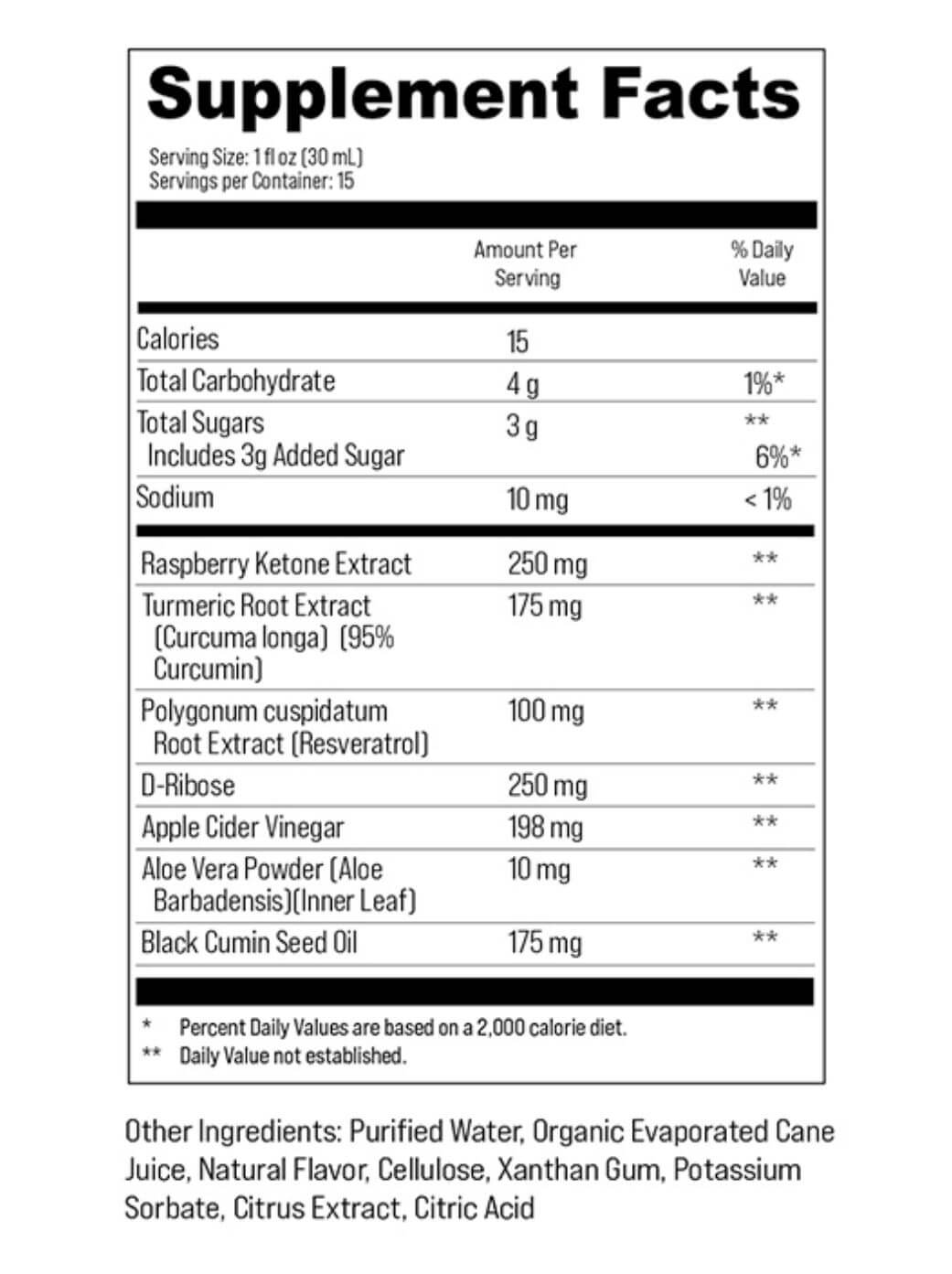 Restore supplement facts / ingredients.